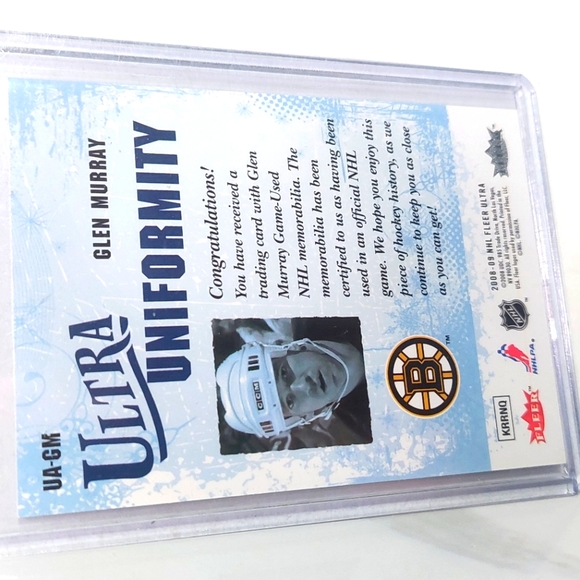 Glen Murray Fleer Ultra Uniformity Game-Used Jersey Hockey Card Boston Bruins - Picture 2 of 2